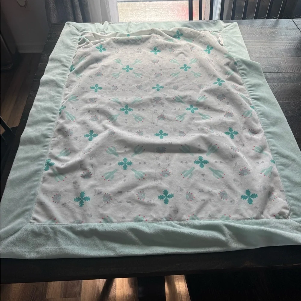 The Peanut Shell PEANUTSHELL Baby Blanket Llama Boys Girls Mine Green White